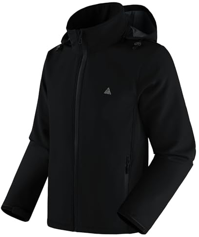 SwissWell Giacca Uomo Invernale Softshell Impermeabile Antivento con Cappuccio Staccabile Multifunzionale Outdoor Giubbotto Caldo Casual Jacket per Trekking Ciclismo Viaggi Nero XL
