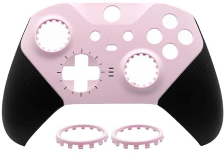 Hzxkqmil Ersatz-Schale Vordere Cover Abdeckung Faceplate Gehäuse Zubehör für Xbox One Elite Controller Series 2, Inklusive Joystick-Ringe, Rosa