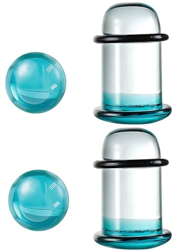 Hwanme 1 Pair Glass Ear Stretching Kit, 11mm Smooth Glass Gauges with O-Rings, Comfy Earring Expander Stretcher Piercing Body Jewellery for Women, Men (Blue)