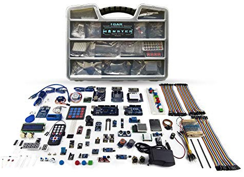 GAR Monster Starter Kit for Arduino - Robotics & IoT Development | Comprehensive 5-Board Set: Uno R3, Mega 2560, Nano V3, ESP32 WiFi+BT, ESP8266 NodeMCU | 25 Sensors, Tutorials & Organizer Toolbox