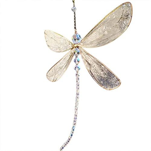 Attrape-Soleil en Cristal Libellule Attrape-Soleil en Cristal avec Perles, Libellule, Fenêtre, Décoration Suspendue pour La Maison Et La Voiture.