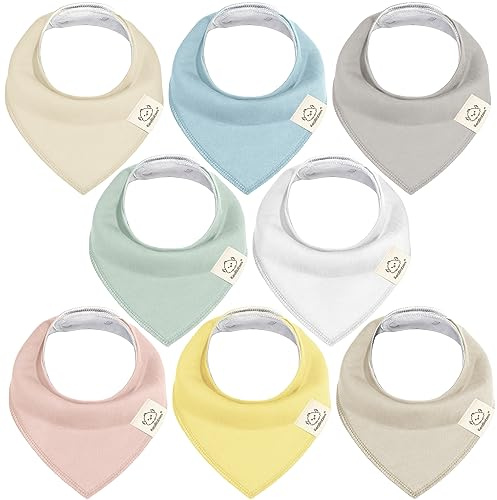 KeaBabies 8 Stück Dreieckstuch Baby Junge, Mädchen - Unisex Bandana Lätzchen Baby, Super Absorbierende Halstuch Baby, Bio-Baumwolle Baby Lätzchen, Halstücher Baby für Säuglinge, Sabberlätzchen (Dawn)