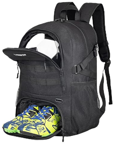 LARIPOP Soccer Backpack Bag with Ball Holder Ventilated Shoe Compartment Large Capacity Youth Sports Gear Bag for Basketball Volleyball Gym