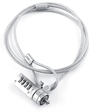 Cyrank Candado De Cable para Computadora Portátil, Cable De Bloqueo De Seguridad De Combinación con Contraseña De 4 Dígitos Candado De Combinación Antirrobo para PC Portátil