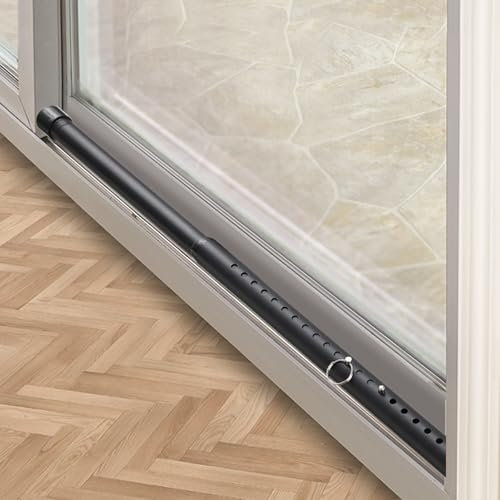 BsBsBest Sliding Door Security Bar 16.5 to 51 Sliding Door Lock Heavy Duty Sliding Glass Patio Door Security Bar Window Security Bar Inside Childproof Adjustable Interior Extra Long Black