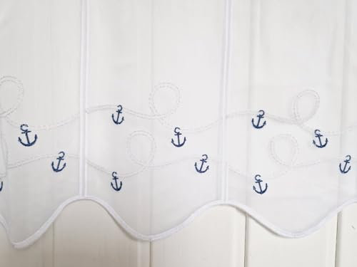 Arinosa Scheibengardine Maritim Anker Stickerei 30, 45 o. 60 cm H, ab 1 M, Höhe:45
