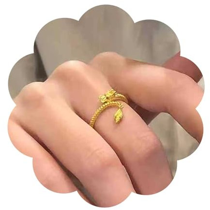 Inilbran Punk Gold Dragon Fingerring Vintage Dragon Wrap Open Ring Gold Dragon Open Knuckle Ring Ancient Dragon Stapelring Schmuck für Frauen und Mädchen