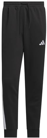 Adidas Homme Essential - Pantaloni in pile con tre strisce, nero/bianco, M