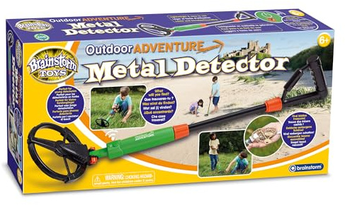 Brainstorm Toys Kids Metal Detector – Battery Powered Outdoor Adventure Tool with Light & Sound Alert, Lightweight and Portable for Treasure Hunting