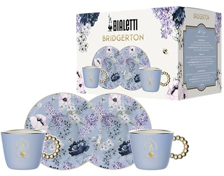 Bialetti Set bestehend aus 2 Tassen und 2 Untertassen Bridgerton, Porzellan, 80 ml