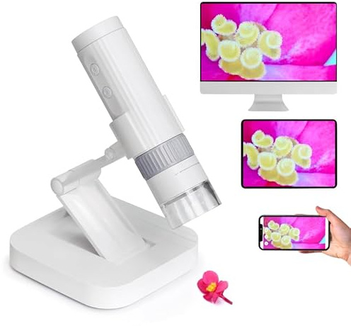 MatataStudio M2C Microscope numérique USB pour Enfants, microscopes numérique WiFi 50X-1000X 2 en 1 avec caméra HD, Support réglable, LED, Mini Microscope de Poche pour téléphone Portable, iPad, PC