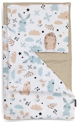 PinkZebra 3-teilig Puppenbettwäsche für große Puppen bis 48 cm, Decke + Kissen + Matratze, Puppenbettzeug mit Matratze, Bettwäsche aus Baumwolle, Igel