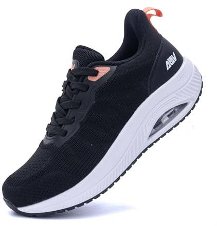 RomenSi Baskets orthopédiques pour femme avec soutien de la voûte plantaire, tennis et marche, chaussures orthopédiques pour fasciite plantaire, soins infirmiers, travail, gym, 37-42, Noir , 39.5 EU