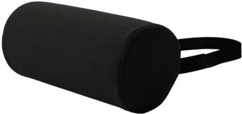 Perfeclan Cuscino per Rotolo Lombare Supporto per Rotolo per la Parte Bassa della Schiena Portatile Multiuso con Cinghia Elastica Morbida per Sedia da Lettura, Nero