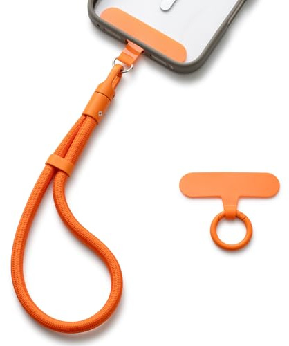 MORSUNBELA Cordon Telephone Portable, Chaine Telephone Portable, Réglable Cordon Téléphone, Laniere de Ttéléphone Compatibles avec la Plupart des coque de phone - Orange