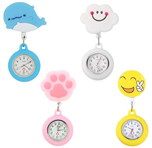 4 Relojes de Bolsillo para Enfermeras, Reloj de Enfermera con Segunda Mano