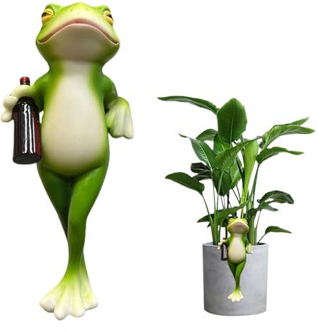 LUMOOM Figurines décoratives de jardin en forme de grenouille - Vertes - Décoration de jardin - Pour jardin, balcon (A)