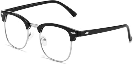 Blue Light Blocking Glasses Black Half Frame Clear Lens blue light Glasses Reducing Headaches and Sleeping Better for Unisex Round Glasses for Work Playing Gaming Computer