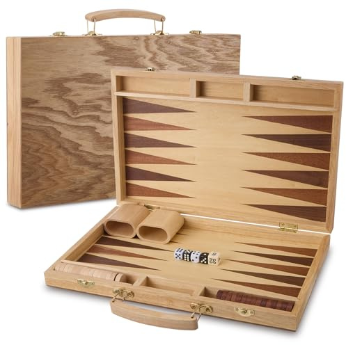 Backgammon Set,Portable Travel Backgammon Game Sets for Adults and Kids,Wooden Inlaid Classic Strategy Board Games Case for Travel,13 inch
