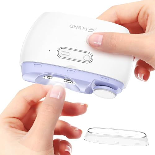 Electric Nail Clipper, Nail Trimmer Nail Polisher 2 in-1, Automatic Nail Clipper 2 Speed Fingernail Clippers Nail File with Light, Women Manicure Set Nail Clippers for Baby Kids Seniors Weak Hands