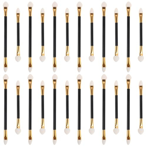 Gogogmee Pinceles para Sombra de Ojos Doble Punta Aplicadores de Esponja Reutilizables, Tamaño Medio y Grande, 24 Unidades para Maquillaje Compacto, Uso Profesional y Viaje