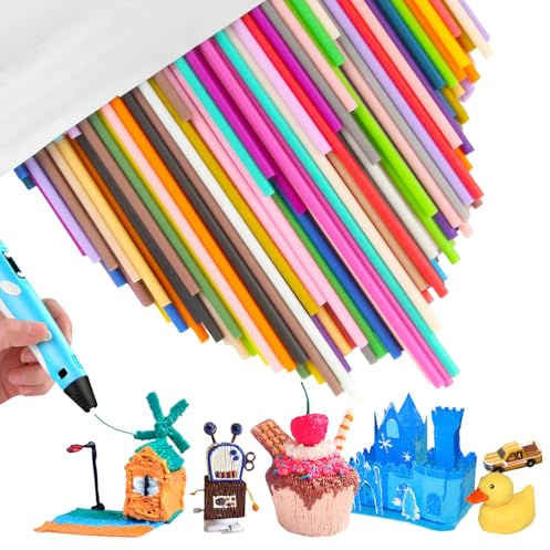 YUE QIN 300Pcs 3D Pen Filament Refills PCL for 3doodler Start+ 3D Pen 2.5mm | 30 Colors 3Doodler Refills Low Printing Temperature Filament Refills 3D Doodler Pen Refills
