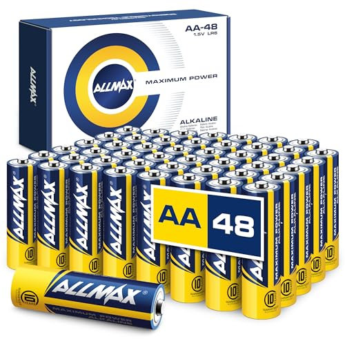 Allmax AA (LR6) Maximum Power Alkaline Double A Batteries (48 Count) – Ultra Long-Lasting, Leakproof Design, 10-Year Shelf Life, Maximum Performance (1.5V)