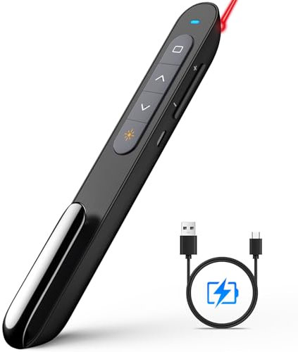 Norwii Wiederaufladbarer Wireless Presenter mit Pointer für Powerpoint Remote, 2,4 GHz Presentation Clicker, Folienklicker für PC/Laptop