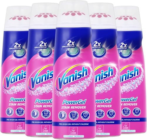 VANISH 5 Stück Fleckenentferner Textil Vorwäsche Powergel Gold – 200 ml