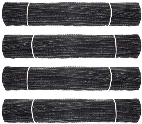Waycreat Pfeifenreiniger, schwarzer Chenille-Stiel für Bastelarbeiten, Dekorationen, 6 mm x 30,5 cm, 400 Stück