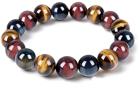 Enjoy Risingsun Tiger Eye Bracelet,Relax Anxiety Crystal Beaded Triple Protection Jewelry Bead Stone Chakra Gemstones Bracelets for women men