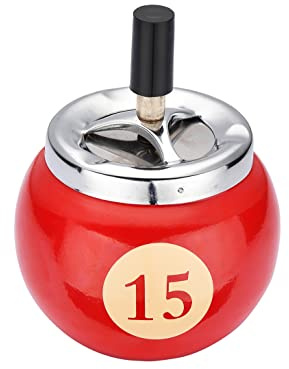 DREHASCHENBECHER Pool Ball Ø10cm Billard Kugel Aschenbecher Windaschenbecher Drehascher Ascher 3Var 80 (Rot - 15)
