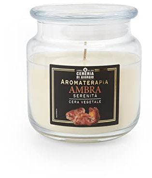 Cereria Di Giorgio Candela profumata in giara media, cera vegetale 100%, Vegana, durata fino a 80 ore - Aromaterapia - Ambra - Serenità - Made In Italy