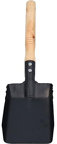 GANAZONO Small Ash Shovel with Wooden Handle Metal Coal Scoop for Fireplace Fire Pit Hearth Cleaning 14-Inch Garden Hand Tool