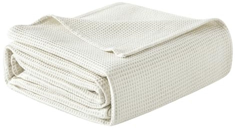 WOLTU Colcha Cama de 220x240 cm, Algodón, Cubrecama Waffle Pique, Manta para Cama y Sofa de Verano, Cubre Cama Multiusos, Ideal para Todas Las Estaciones, Crema