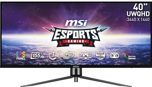 MSI MAG 401QR - 40 Inch UWQHD Esports Gaming Monitor - 3440 x 1440 IPS Panel, 155 Hz / 1ms, VESA - Display Port 1.4a & HDMI 2.0 & Type C Port