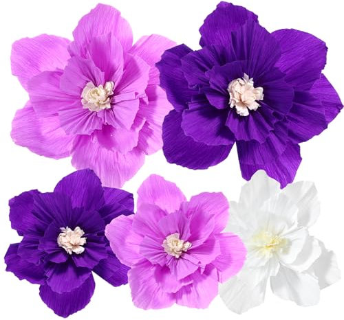 Lusofie 5 Stück Papierblumen Wanddekorationen Lila Seidenpapier Pompons Deko Krepppapier Bunt künstliches 3D Blumen Papier Können für Party Geburtstag Hochzeit Wanddekoration Verwendet Werden