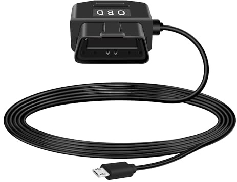 GELRHONR Micro USB OBD-strömkabel för Dash-kamera med strömbrytarknapp 24 timmars övervakning/Acc-läge 12–24 V till 5 V 23 A, för instrumentkamera, GPS eller radar-3,5 m/11,5 fot