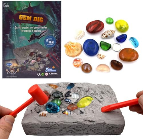 Mineralien Ausgrabungs-Set, Edelstein Ausgraben, Ausgrabungsset, Wissenschaft Kit, Edelsteine, Explore, Aquarium-Dekosteine