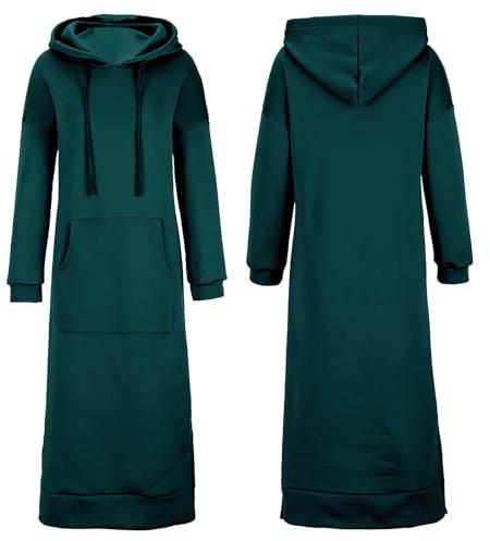 amropi Mujer Sudadera Larga con Capucha Vestido Manga Larga Pullover Casual Hoodies con Bolsillo