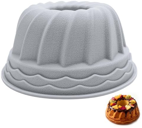Byffoer Gugelhupfform, stor, 24 cm, bakform i silikon, lätt att rengöra, kulhupf, bakform, non-stick, temperaturbeständig, marmorkakform, för gugelhupf, marmor blandningstårta