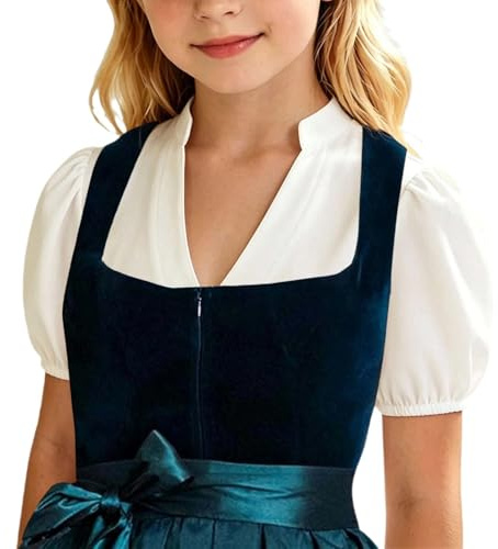 Chemise Fille Blanche Traditionnelle Blouse pour Fille Manches Ailes