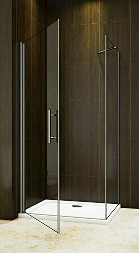 AICA Duschkabine 76x76cm Duschabtrennung Duschtür Drehtür Duschwand Seitenwand NANO Glas 195cm
