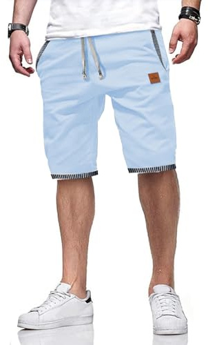 ZOXOZ Herrshorts Sommar Korta Byxor Elastisk Midja bälte Bomull med Fickor träningsshorts