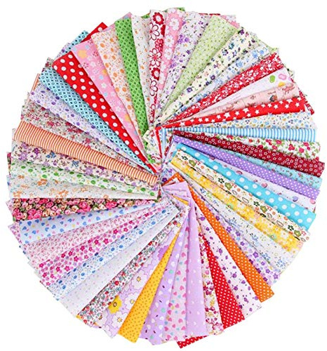 Agatige 100 Piezas De Tela De Algodón Por La Yarda, 10cmx10cm/3,9x3,9 Pulgadas Paquete De Tela Retales De Tela Cuadrada Florales Precortados Para Acolchar Cuadrados Patchwork DIY Costura Scrapbooking