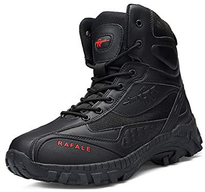 IYVW 523 Bottes de l'armée Apour Homme Mid Haute durabilité Lacets Bottes Durable Imperméable Armée Combat Chaussures Respirant Tactique de Randonnée noir 43 EU