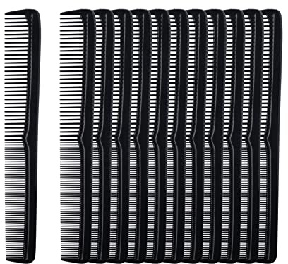 Mars Wellness 7 Hair Styling Comb (Bulk Pack of 24) - Plastic for Men & Women - Black Set - Heat Resistant for All Hair Types - for Salon, Barbershops, Home - Made in USA