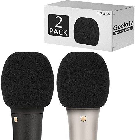 Geekria Creators - Parabrezza in schiuma compatibile con microfono Rode M1, M1-S, M2, Rodellink TX-M2, RT-66P, S1 per microfono anti-pop, copertura antivento per microfono, filtro in spugna (nero