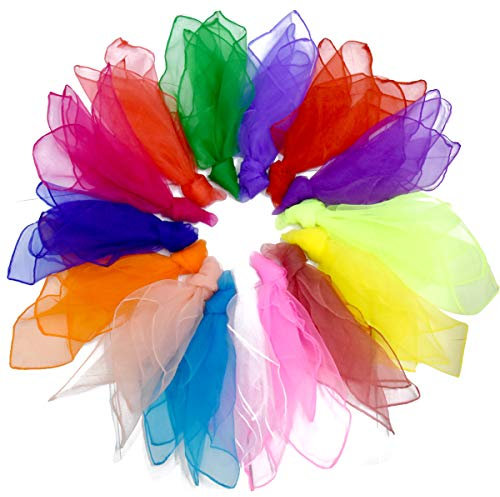 HoaaiGo 15 Piezas Bufandas de Mujer 60×60 cm Cuadrados Pañuelos de Colores Bufanda de Gasa Pañuelos de Malabares Rojo, Morado, Naranja, Azul, Verde, Rosa, Amarillo, etc.