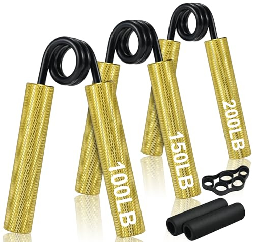 ECCOGREAT - Entrenador de mano de acero inoxidable como material para mayor fuerza de agarre y fortalecimiento del antebrazo (3 unidades doradas)
